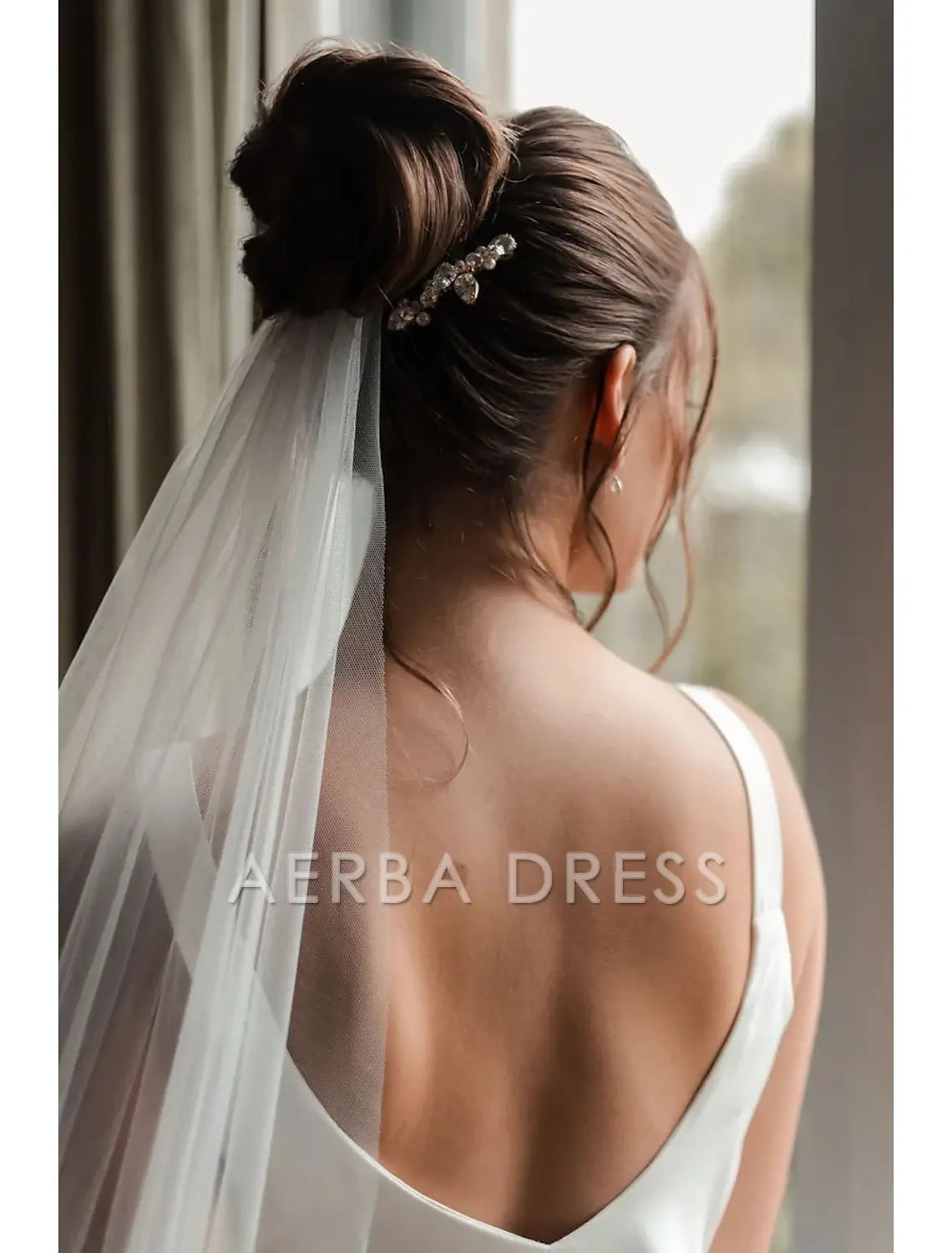 Aerba Dress High Quality One-tier Formal Style Simple Classic Timeless Wedding Veil Chapel Veils Pure Color Tulle Fantastic Veil