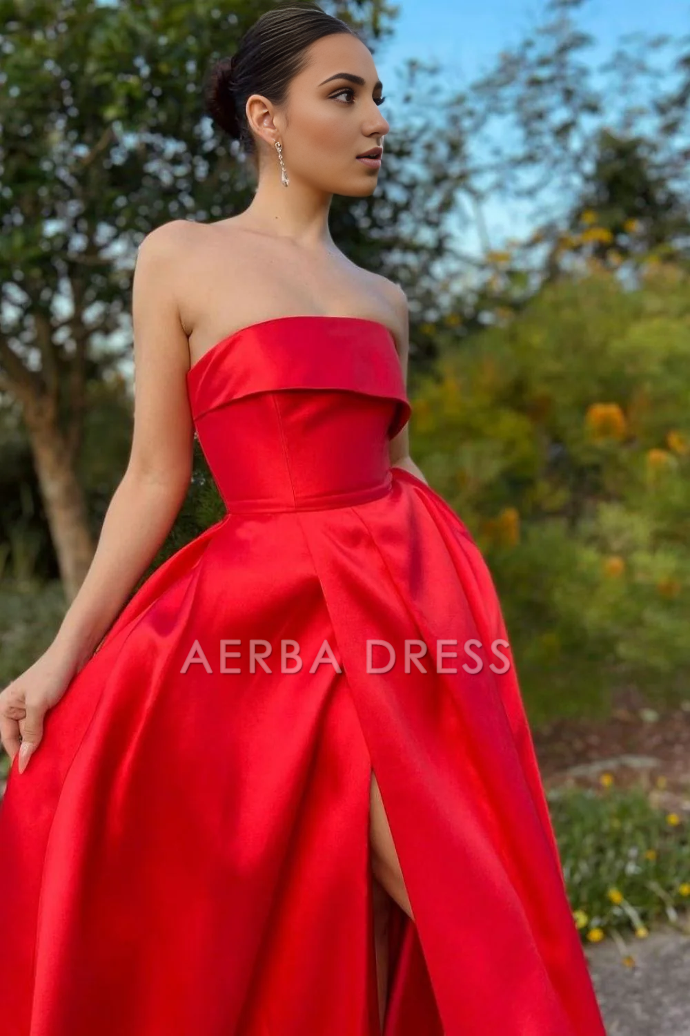 AERBA DRESS Formal Wear Dresses Trendy A Line Strapless Long with Split Front Elegant Prom Dress