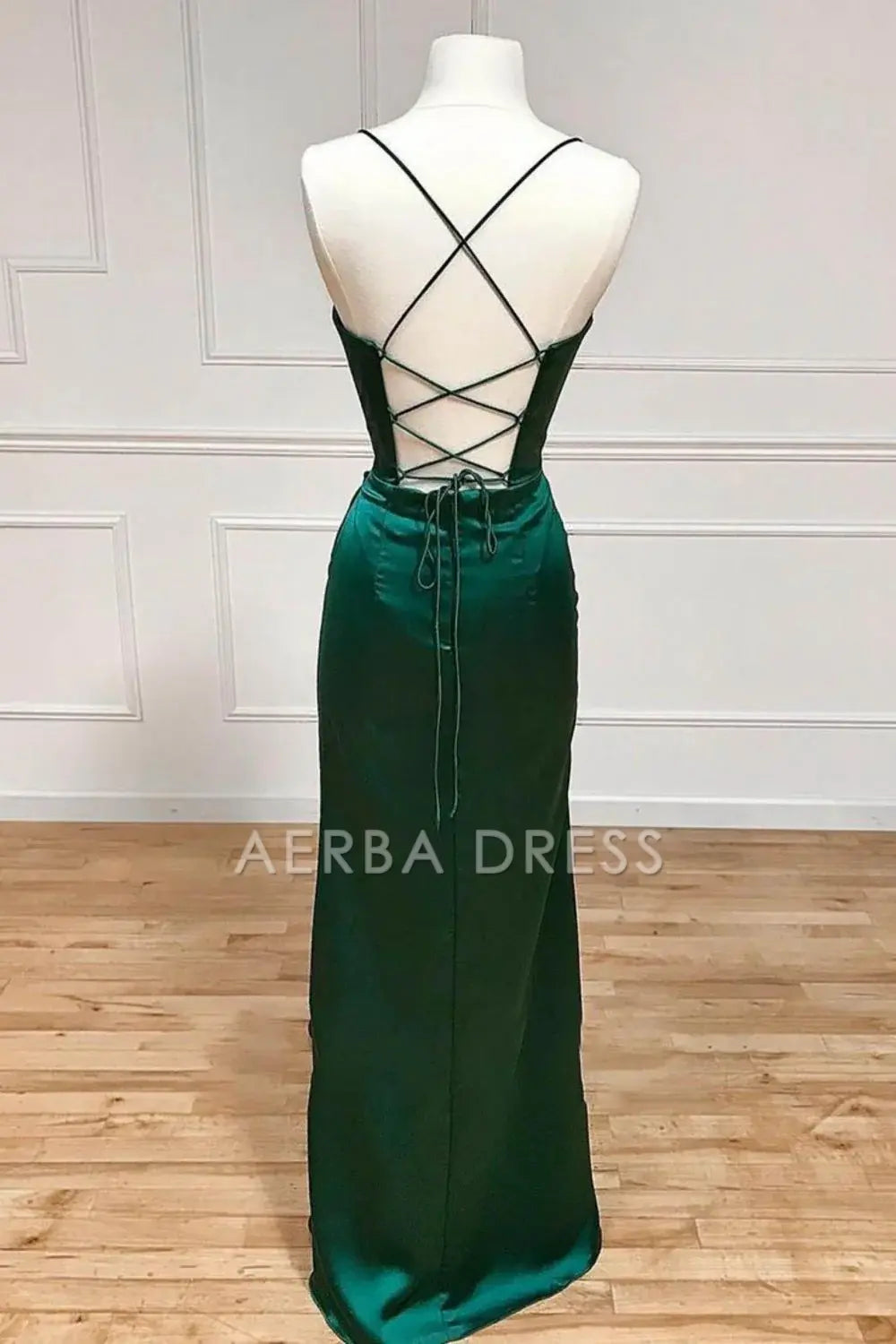 AERBA DRESS Formal Wear Dresses Simple Satin Mermaid Spaghetti Straps Lace Up Long With Split Elegant Prom Dress