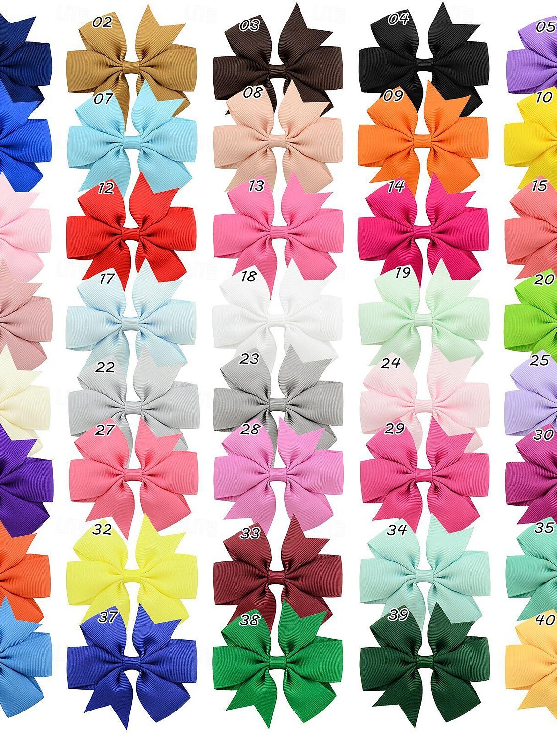 Aerba Perfect for Everyday Style & Gifts, Ages 3-14,40-Piece Girls' Bow Hair Clips Premium Polyester