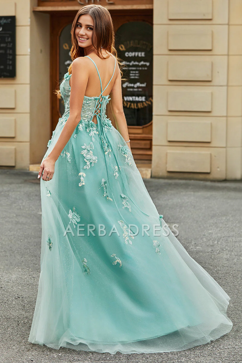 AERBA DRESS Formal Wear Dresses Exquisite A-Line Spaghetti Strap Tulle Corset Backless With Appliques Prom Dress
