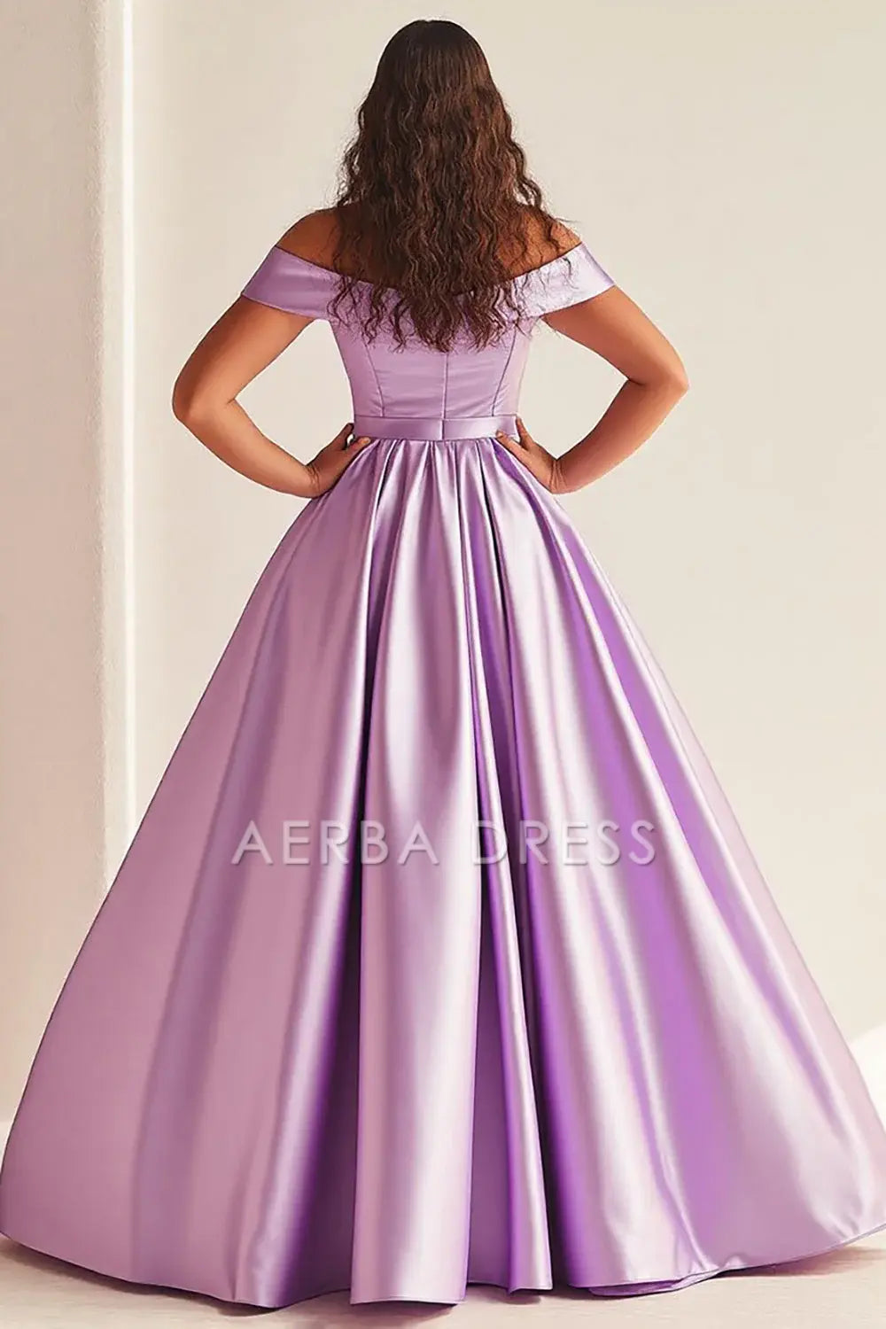 AERBA DRESS Formal Wear Dresses Simple A Line Off Shoulder Satin Pleated Long Plus Size Elegant Prom Dress