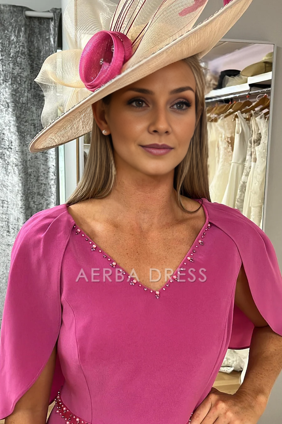 AERBA DRESS Mother of The Bride Dress Beaded V Neck Cape Sleeve Mermaid Unique Fashion Dress Wedding Guests Dresses