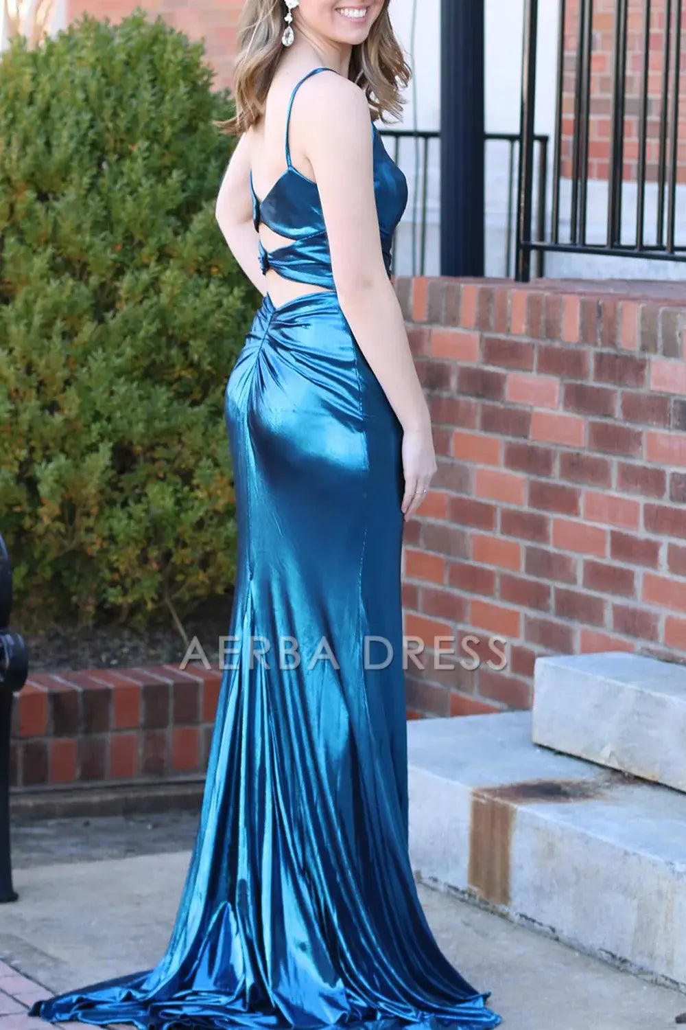 AERBA DRESS Formal Wear Dresses Fashion Mermaid Keyhole Back Long Satin With Slit High Quality Prom Dress