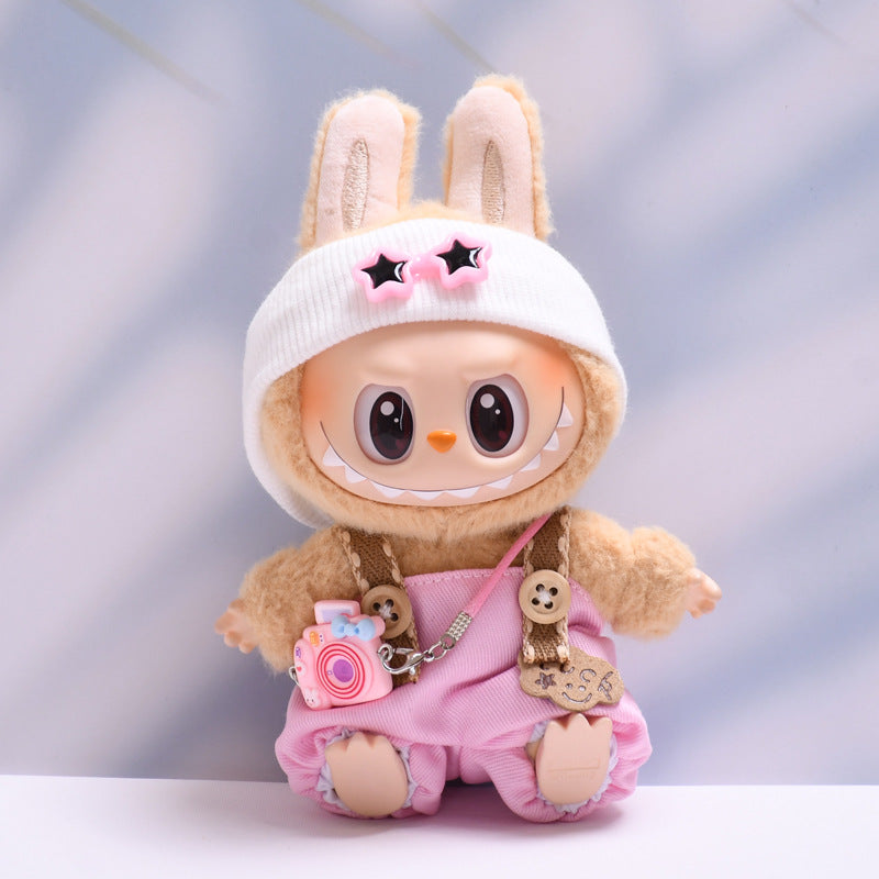 Handmade Labubu set can be paired with Labubu V1 Macaron and V2 seat lucky overalls set+camera (excluding dolls)