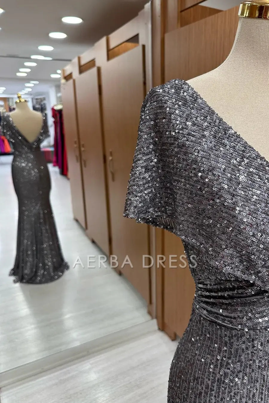 AERBA DRESS Mother of The Bride Dress Sequin Surplice Neck Charming Mermaid Fashion Dress Wedding Guests Dresses