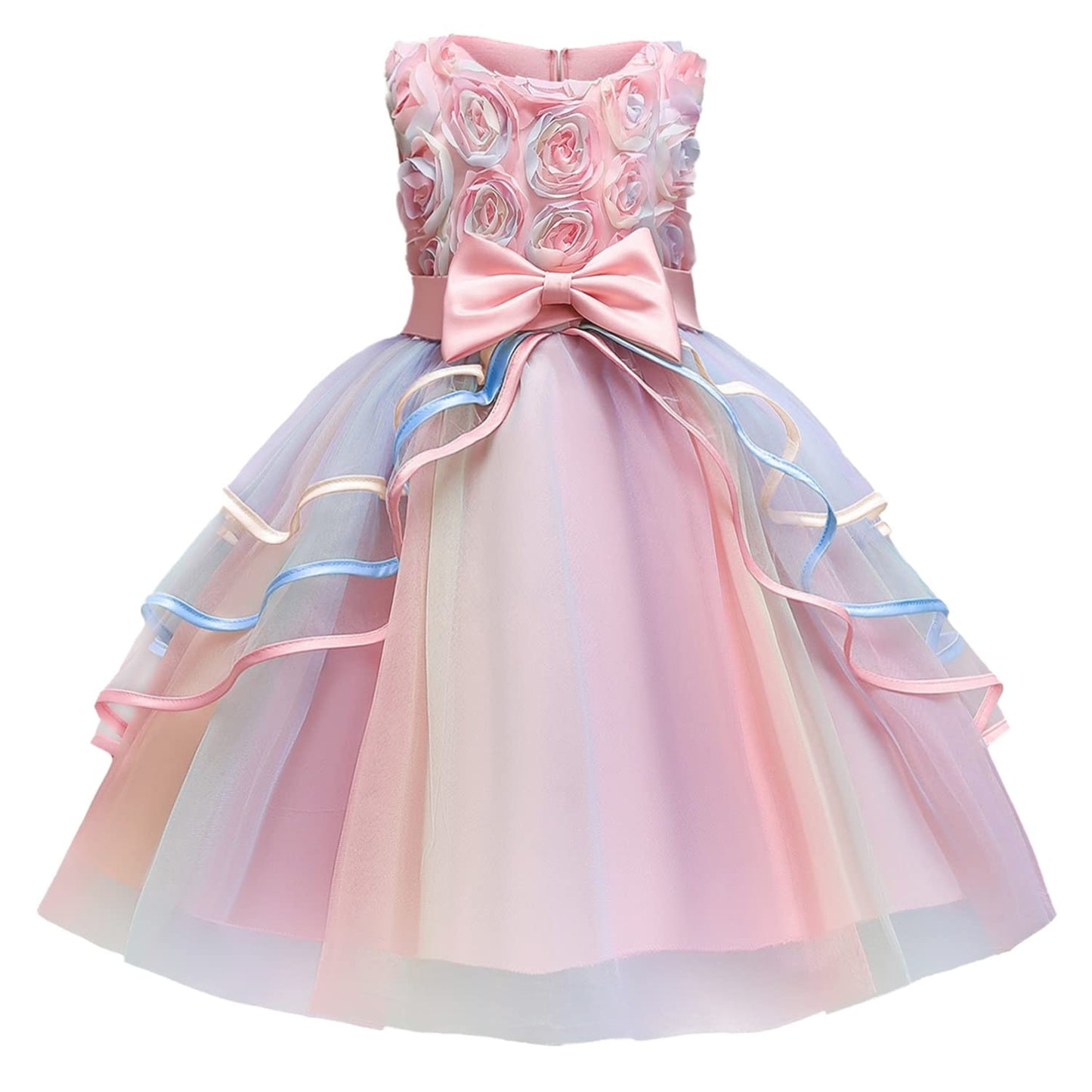 AERBA DRESS Wedding Flower Girl Dresses Round Neck Kids Ruffles Party Wedding Dresses