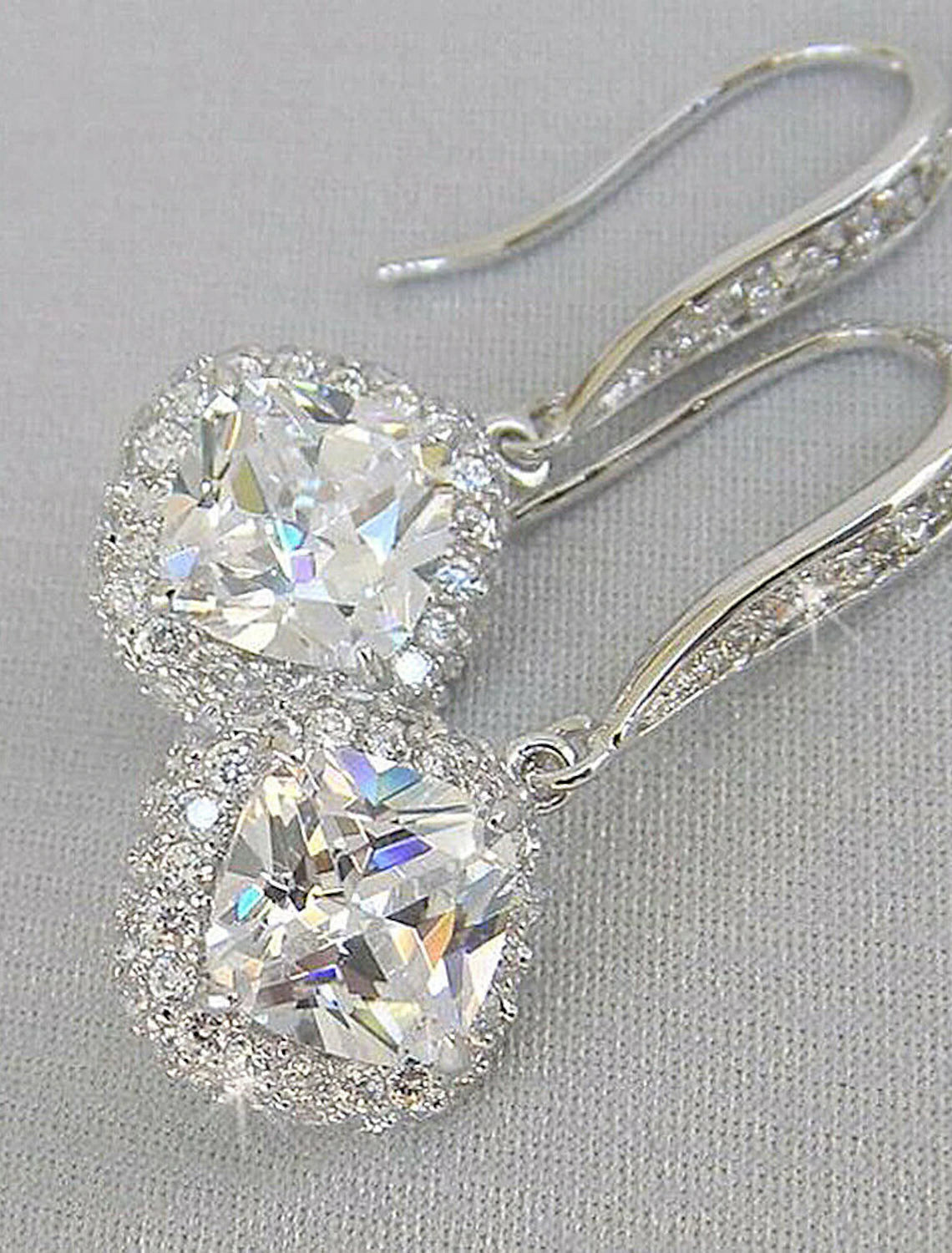 AerbaDress Women's Zircon Earrings Fine Jewelry Classic Earrings Jewelry White For Wedding Party 1 Pai