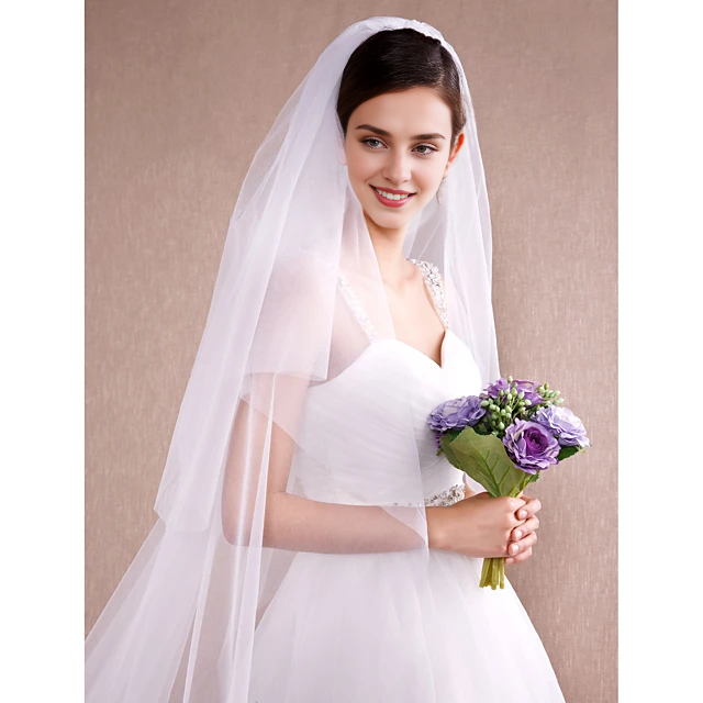 Aerba Dress Simple / Classic Style Wedding Veil Cathedral Veils with Pure Color Chiffon dress to impress