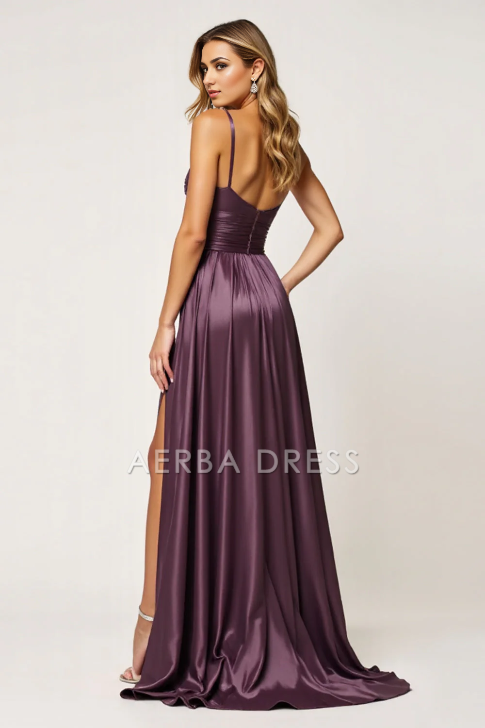AERBA DRESS Formal Wear Dresses Fashion A Line Spaghetti Straps Pleated Keyhole With Slit Long Prom Dress