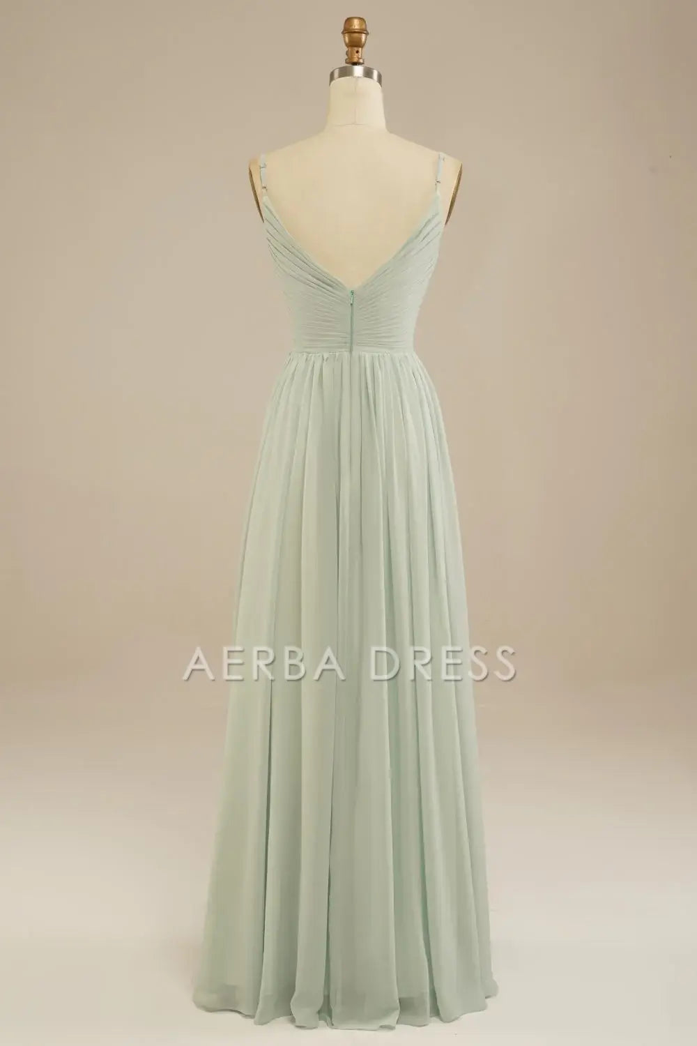 AERBA DRESS Formal Wear Dresses Elegant A-Line V Neck Spaghetti Strap Pleated Floor Length Chiffon Simple Prom Dress