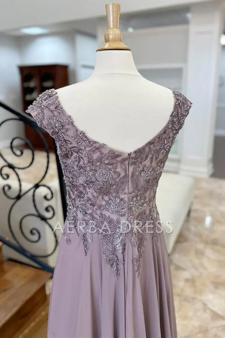 AERBA DRESS Mother of The Bride Dress A-Line Appliques Cap Sleeve Exquisite Luxurious Long Dress Wedding Guests Dresses
