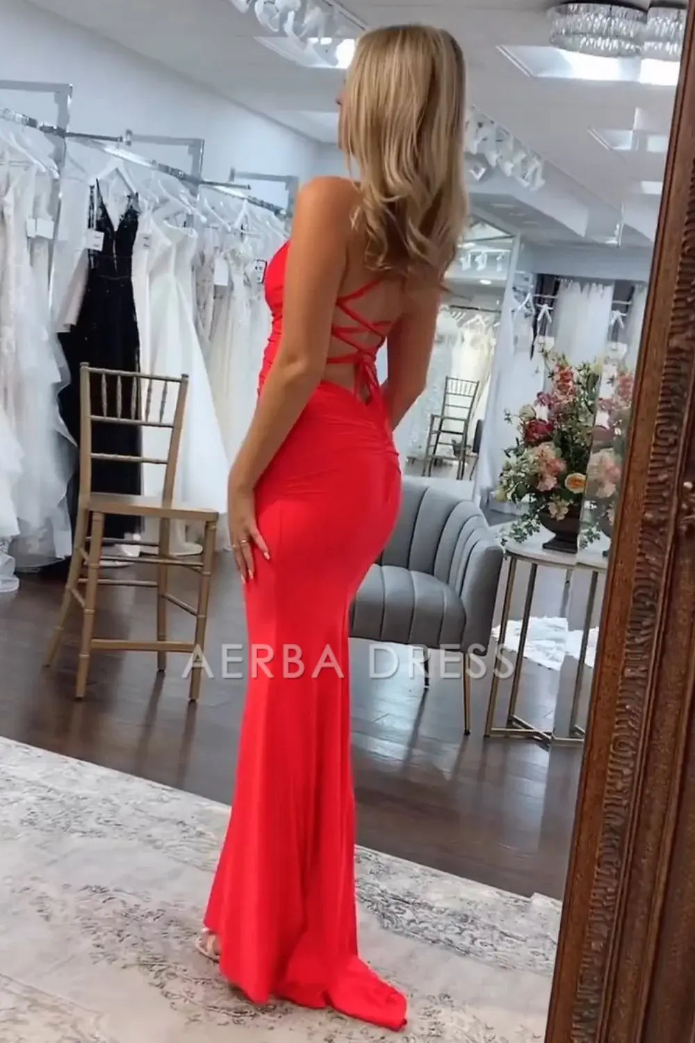 AERBA DRESS Formal Wear Dresses Satin Mermaid Spaghetti Straps Backless Lace Up Long Elegant Prom Dress