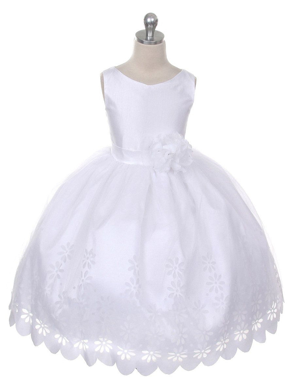 AERBA DRESS Wedding Flower Girl Dresses Round Neck Sleeveless Floral Mesh Veneer Girls Princess Dress