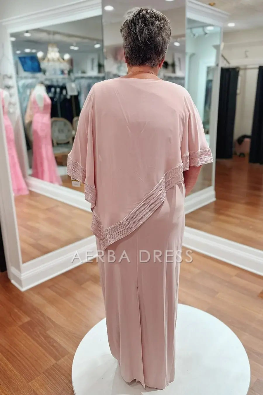AERBA DRESS Mother of The Bride Dress Chiffon Two-Piece with Cape Elegant Dress Wedding Guests Dresses