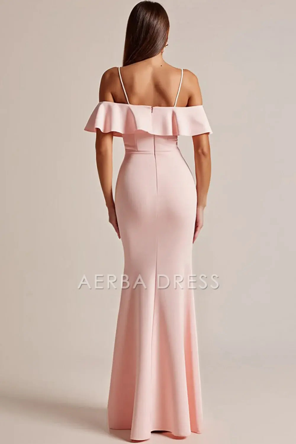 AERBA DRESS Formal Wear Dresses Elegant Spaghetti Strap Cold Shoulder Ruffled Fashion Long With Slit Prom Dress