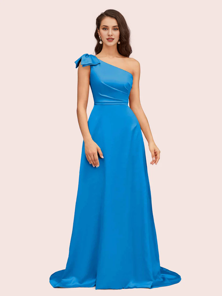 AerbaDress Bridesmaid Dresses Elegant One Shoulder Long Soft Satin Online