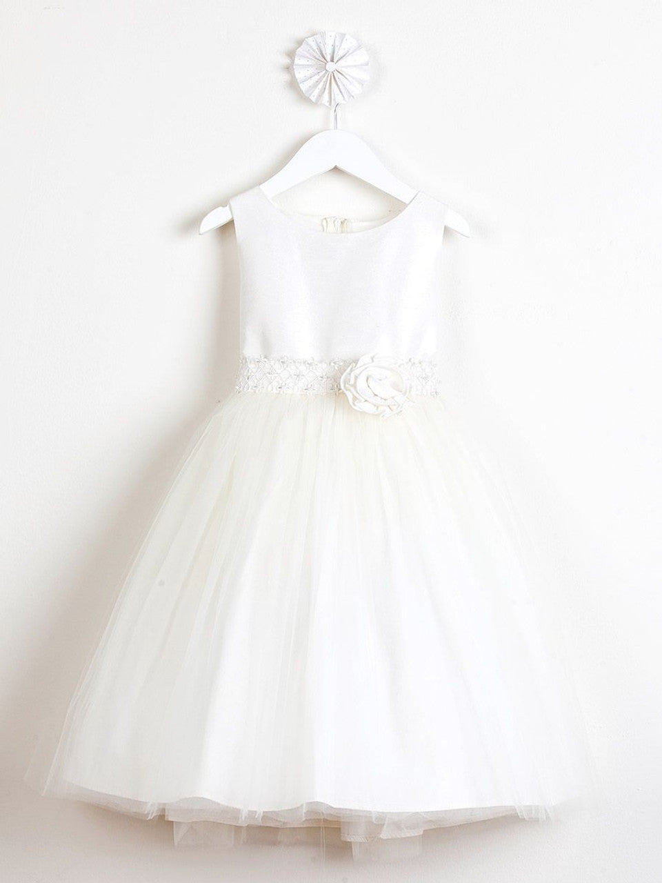 AERBA DRESS Wedding Flower Girl Dresses A Line Sleeveless Bodice Pearled Cord Adorned Waistline Flower Tulle Princess Dress