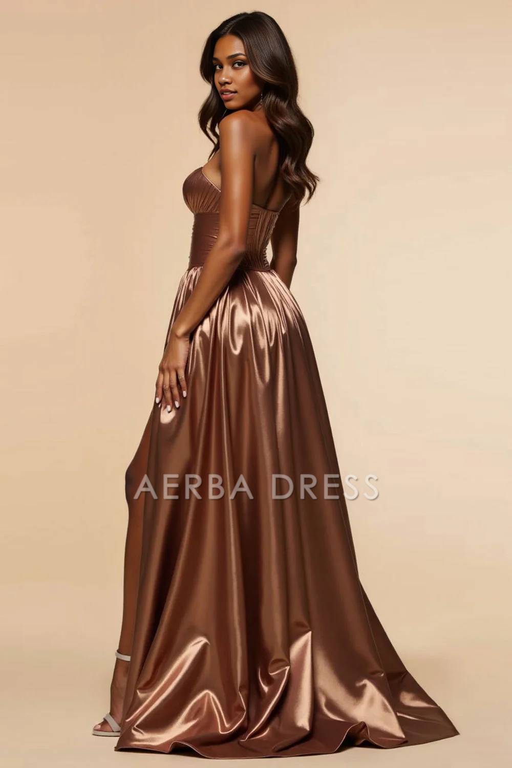 AERBA DRESS Formal Wear Dresses Charming Strapless Corset A Line Ruched Sweetheart With Silt Long Prom Dress