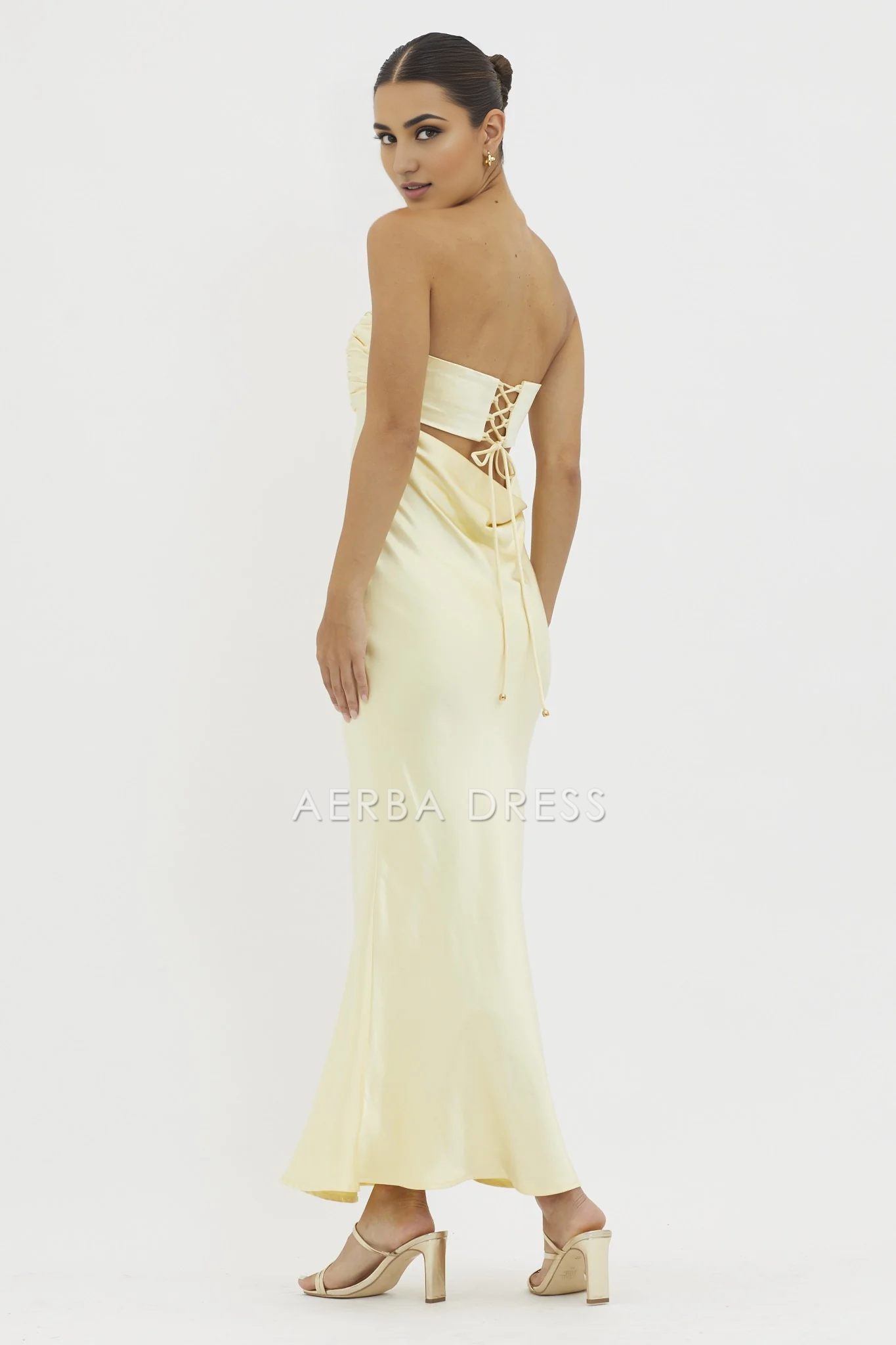 AERBA DRESS Formal Wear Dresses Simple Sheath Pleated Bodice Strapless Long Temperament Prom Dress
