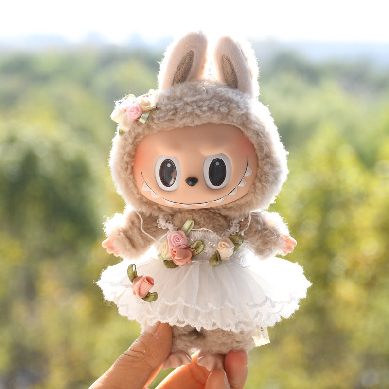 Handmade Labubu Outfit Dress Set for Spring and Summer, Flower Fairy Wedding Pendant (not including dolls)