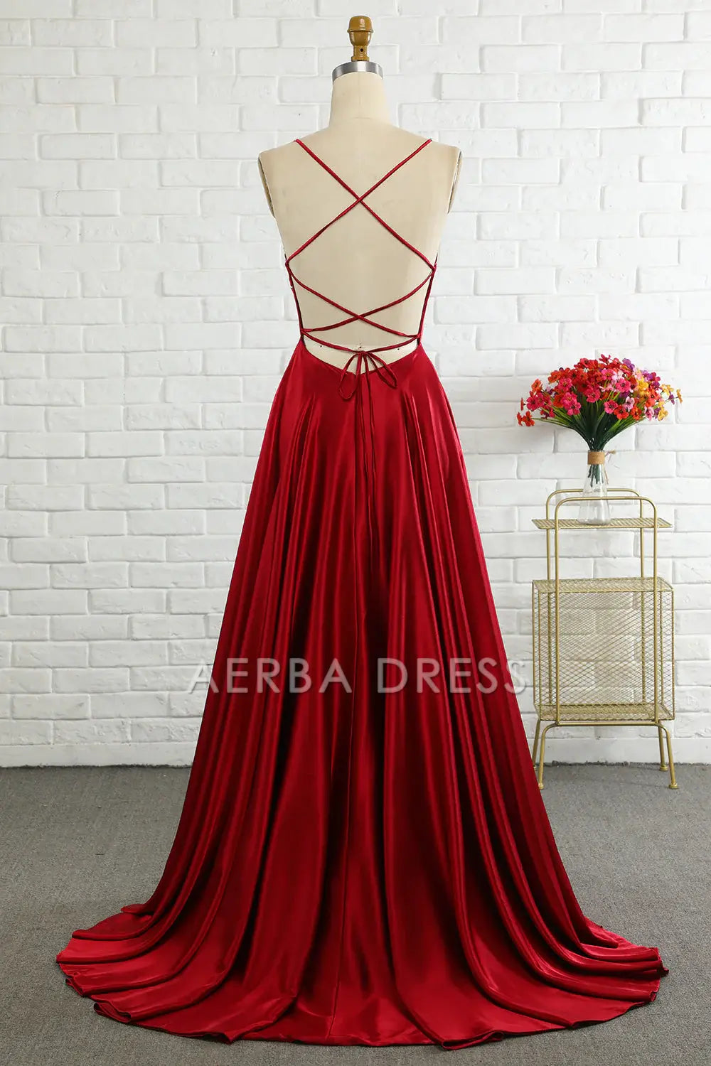 AERBA DRESS Formal Wear Dresses Simple A Line Spaghetti Straps Backless Lace up Long Elegant Prom Dress
