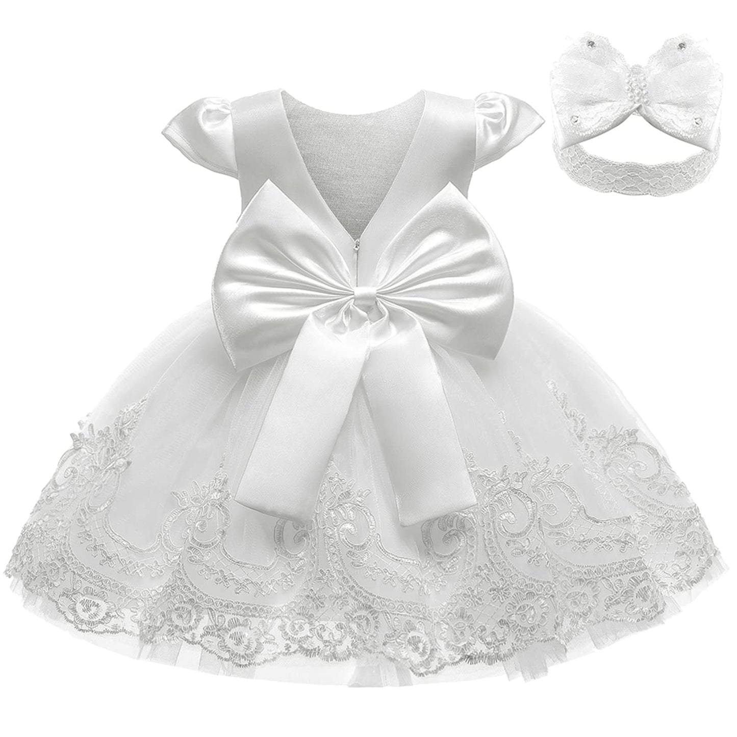 AERBA DRESS Wedding Flower Girl Dresses Pageant Formal Gowns Bow Embroidered Lace Dress