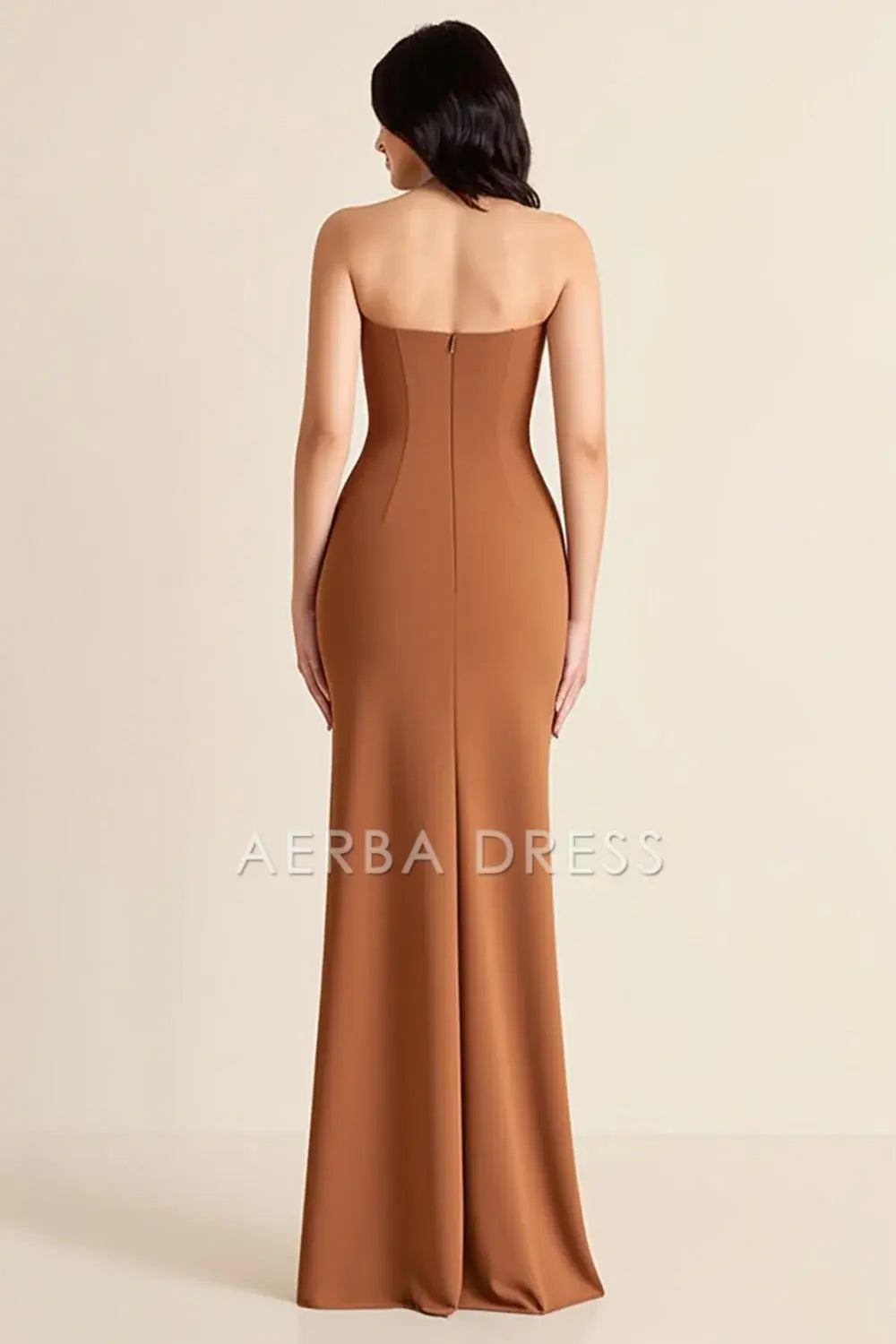 AERBA DRESS Formal Wear Dresses Sheath Strapless Pleated Side Fork Fashion Long Prom Dress
