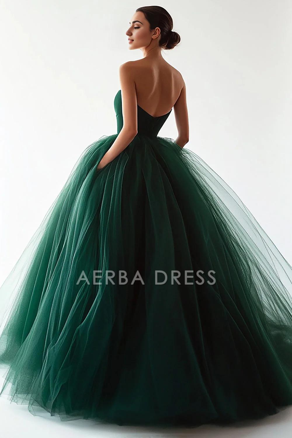 AERBA DRESS Formal Wear Dresses Romantic Tulle Pleated Strapless Backless Elegant Long Prom Dress