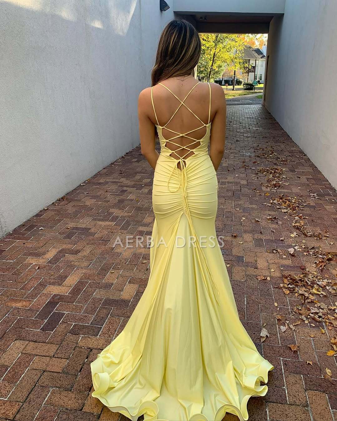 AERBA DRESS Prom Dress Mermaid V Neck Spaghetti Strap Backless Side Fork Long Charming Formal Wear Dresses