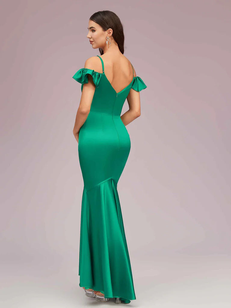 AerbaDress Bridesmaid Dresses Online Mermaid Cold Shoulder Soft Satin