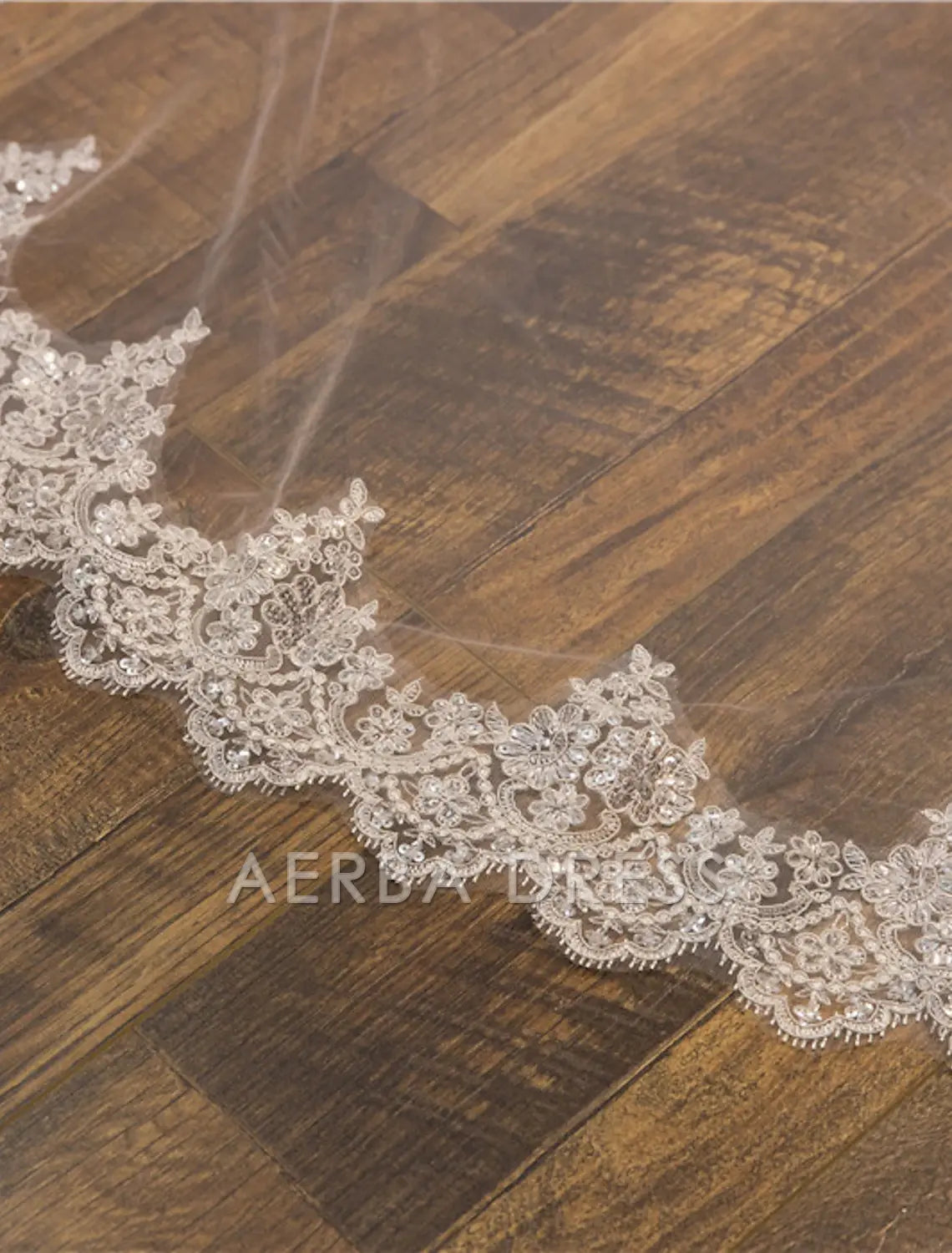 Aerba Dress High Quality Two-tier Lace Wedding Veil Cathedral Veils with Sequin Embroidery Tulle Charming Veil