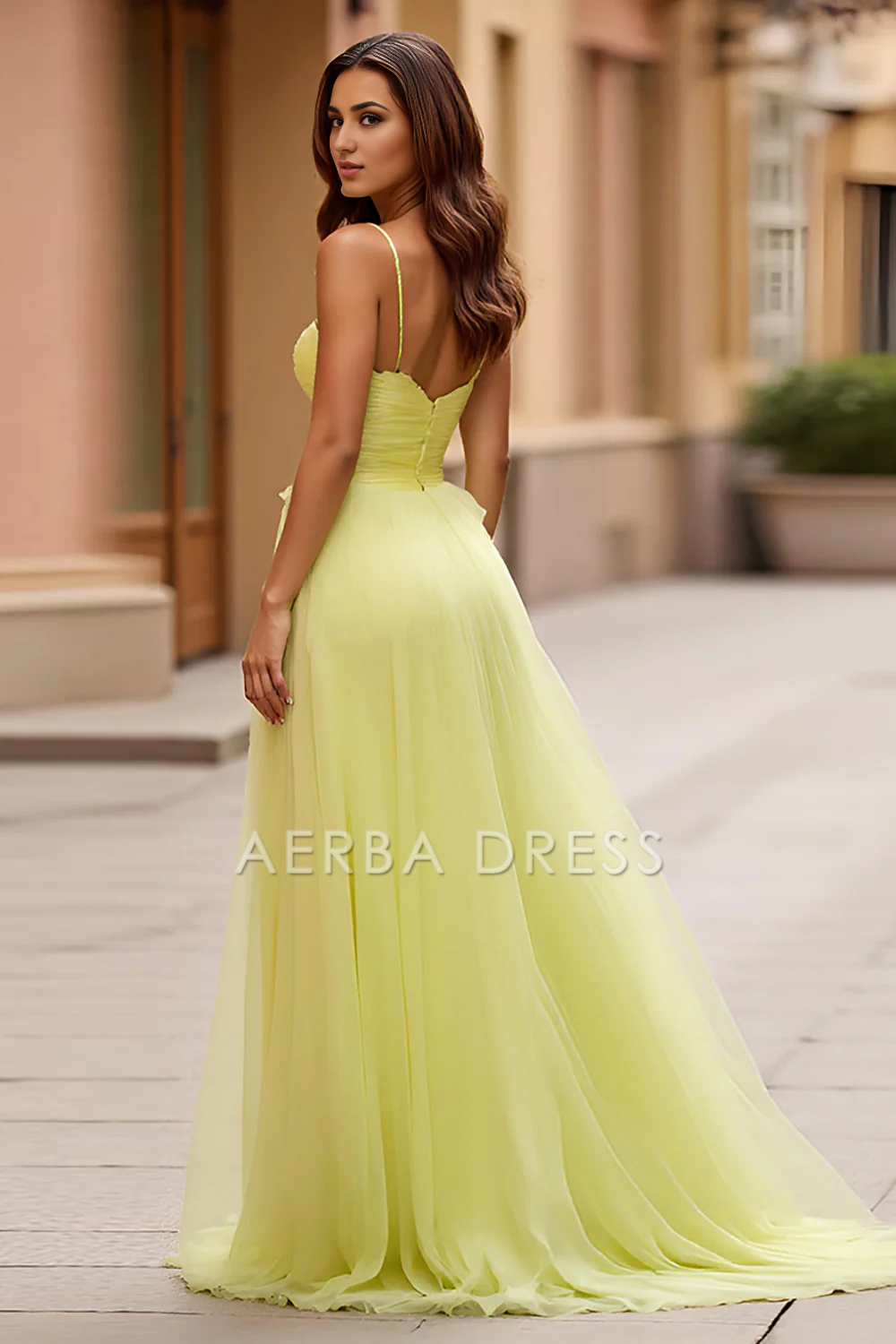 AERBA DRESS Formal Wear Dresses Charming A Line Sweetheart Spaghetti Straps Pleated Backless Long Prom Dress