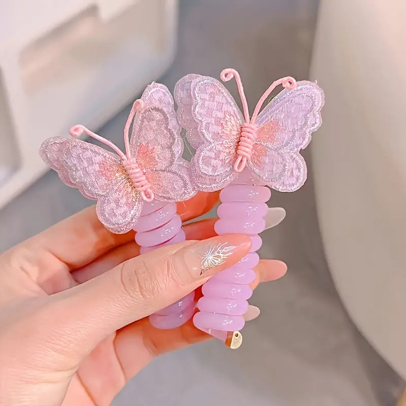 Aerba 6pcs Butterfly Telephone wire hair tie Headband Hair Accessories Hair Tie Elastic Rubber Bands Hair Accessories for Girls