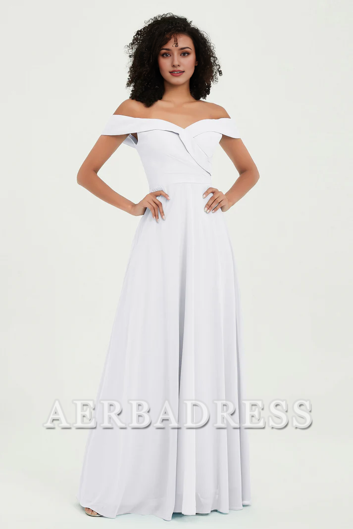 Aerba Dress Bridesmaid Dresses Chiffon A-Line Off Shoulder Sleeveless Elegant Simple Dresses Wedding Guest Dresses