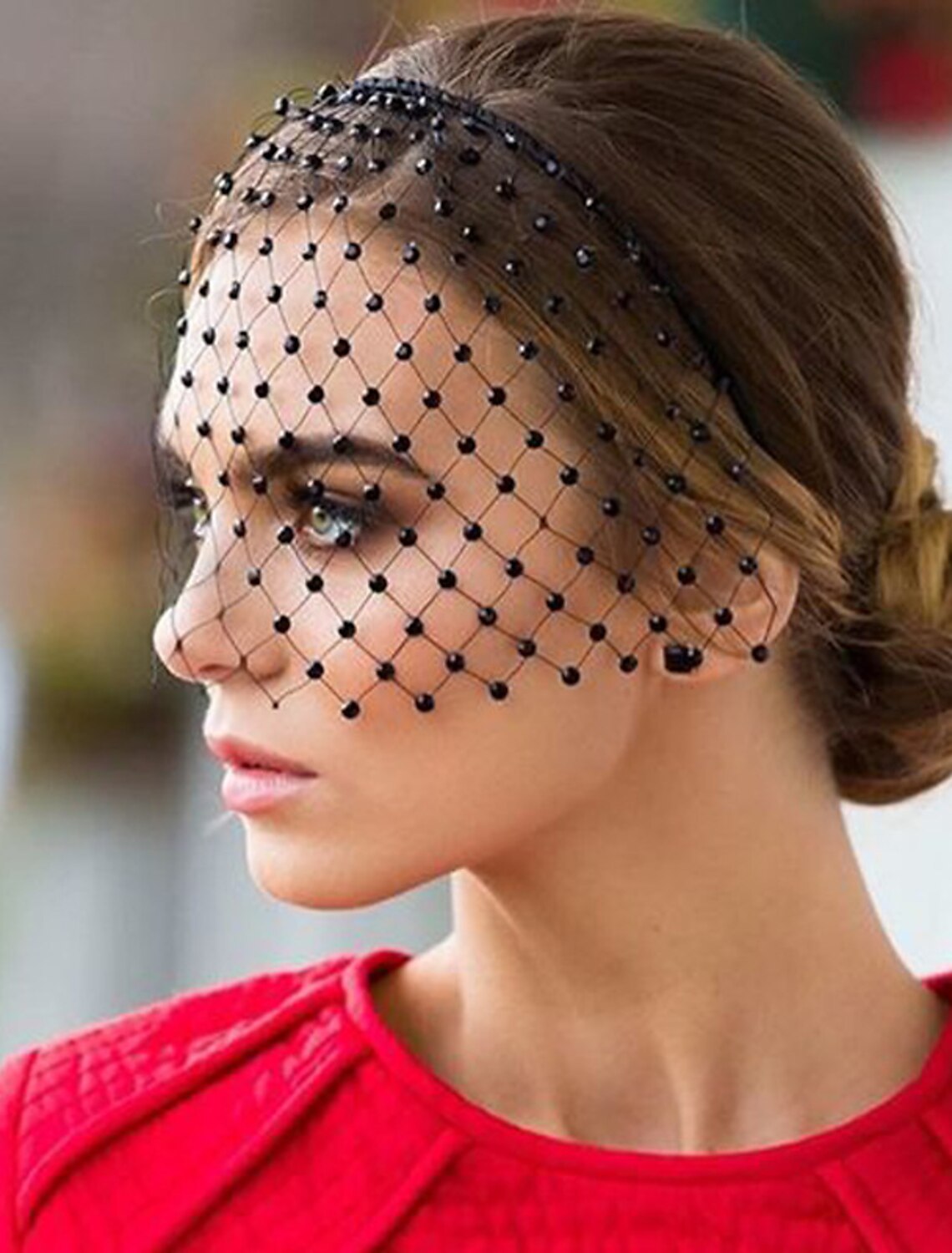 AerbaDress One-tier Simple Wedding Veil Blusher Veils / Birdcage Veils with Faux Pearl Tulle