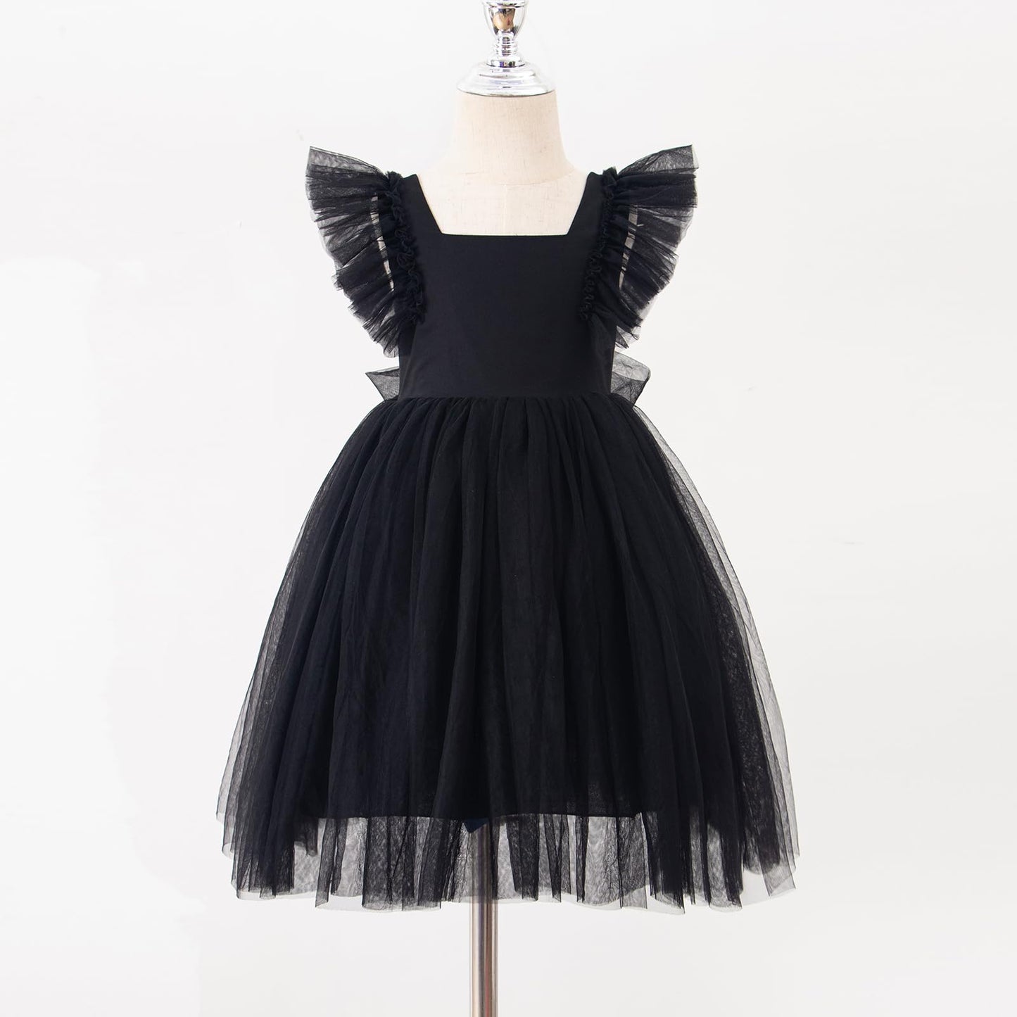 AERBA DRESS Wedding Flower Girl Dresses A-Line Tulle Ruffled Sleeve Toddler Girls Vintage Party Dress