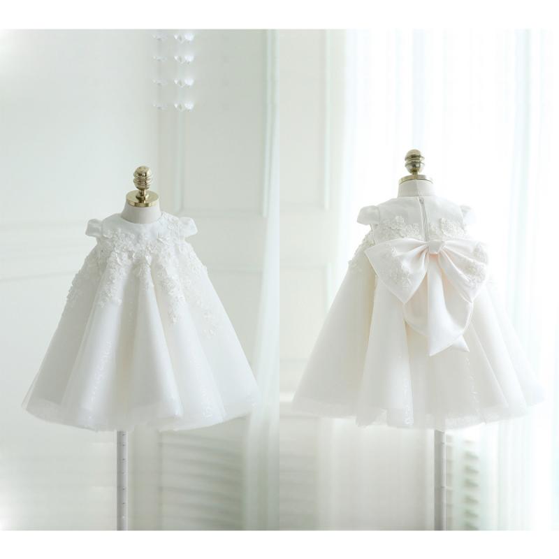 AERBA DRESS Wedding Flower Girl Dress Kids Birthday Baptism Dresses Children Elegant Big Bow Frocks Boutique Party Wear Dresses Princess Dress