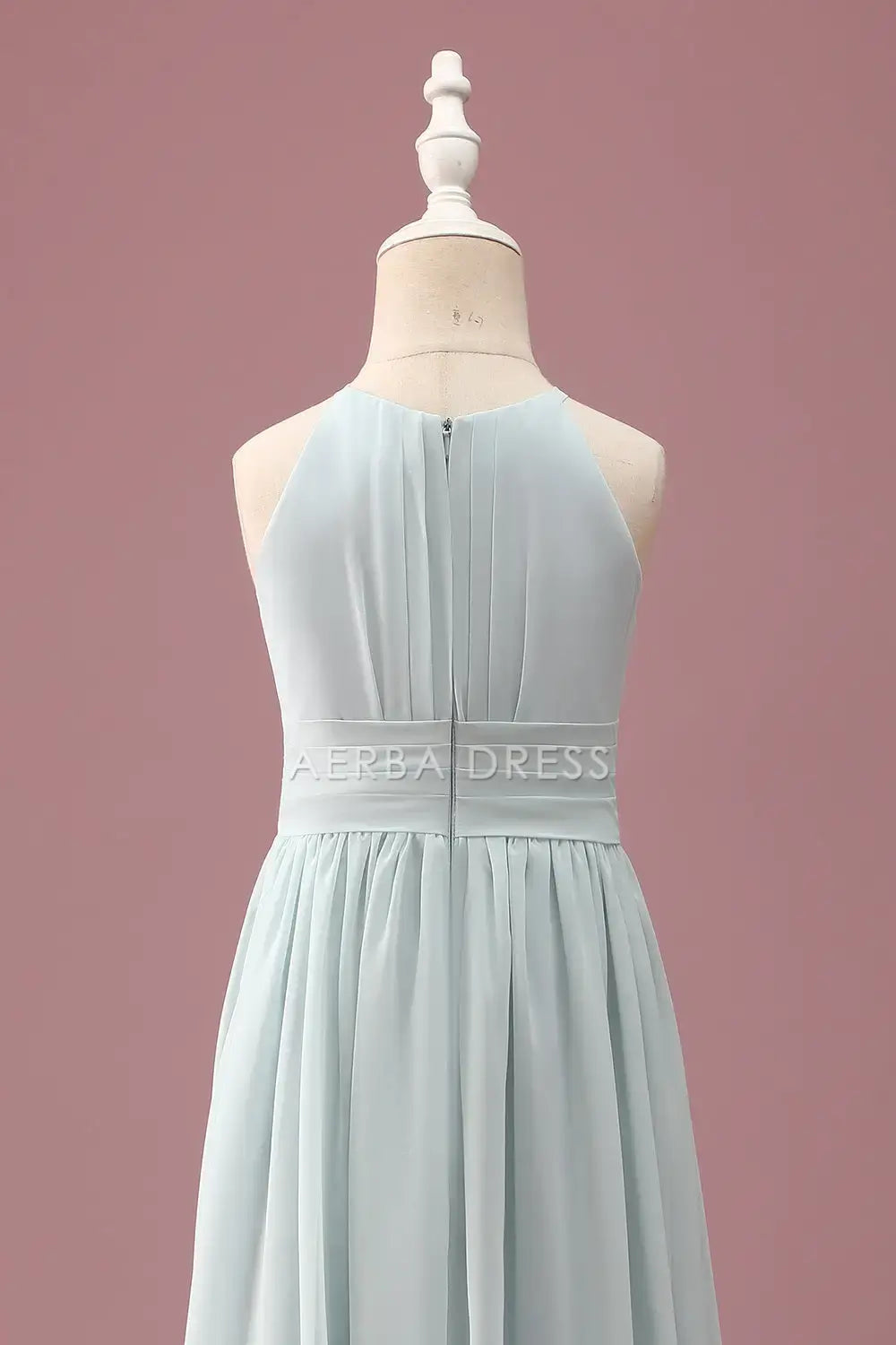 Junior Bridesmaid Dress A-Line Halter Sleeveless Pleated Elegant Simple Long Girl Formal Dress