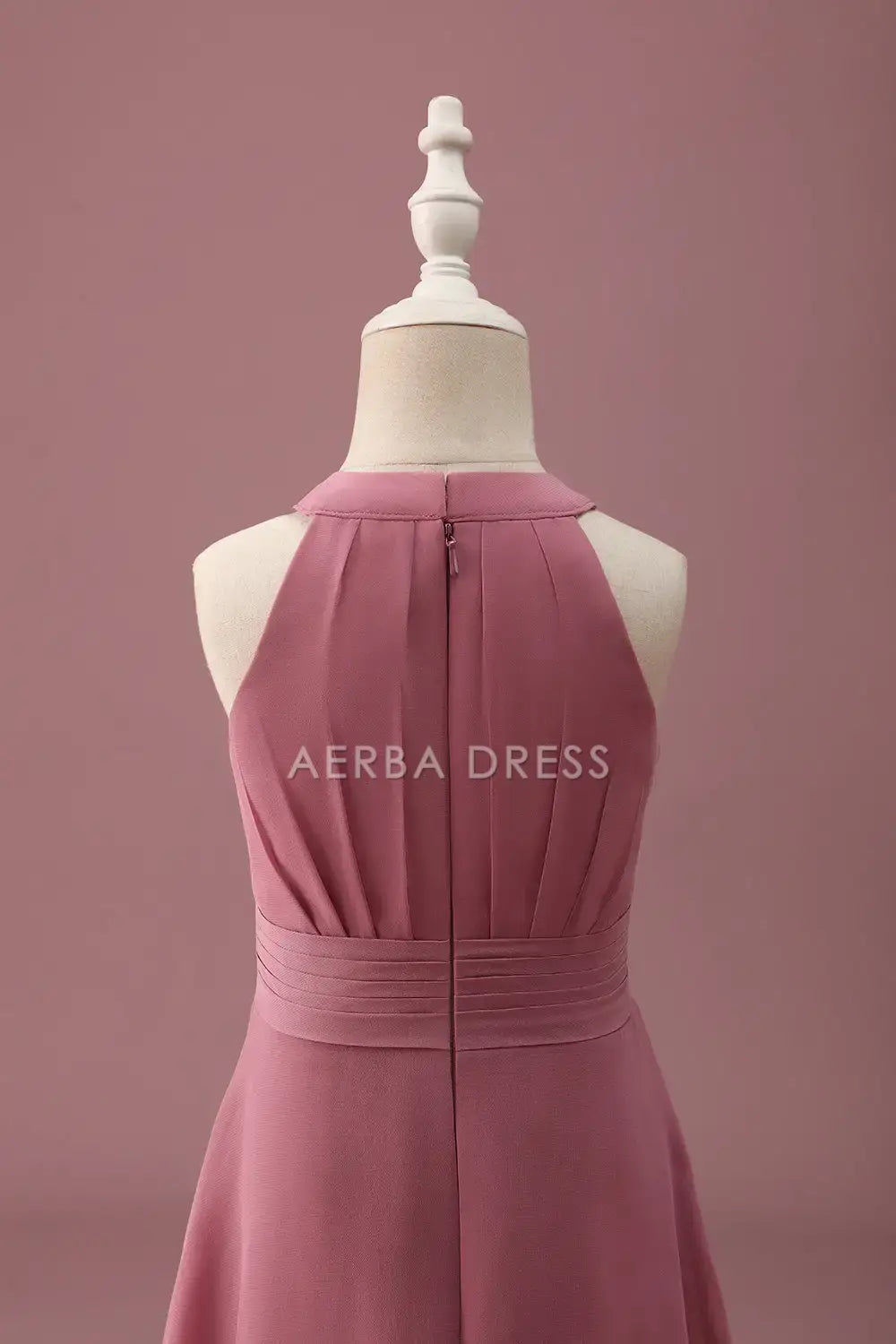 Junior Bridesmaid Dress A Line Halter Sleeveless Pleated High Low Double-Layer Hemline Long Fashion Girl Formal Dress