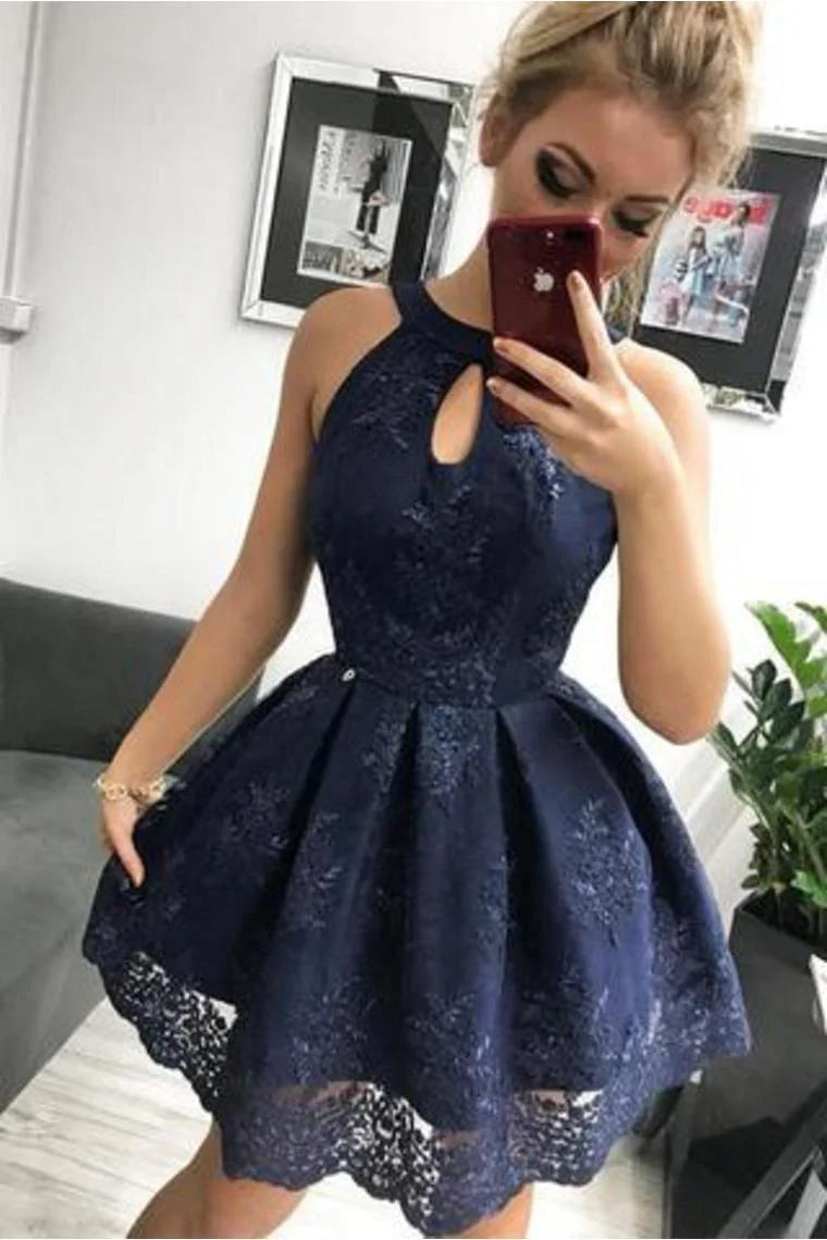 AerbaDress Lace Homecoming Dress Simple Sleeveless Short Cocktail Dresses