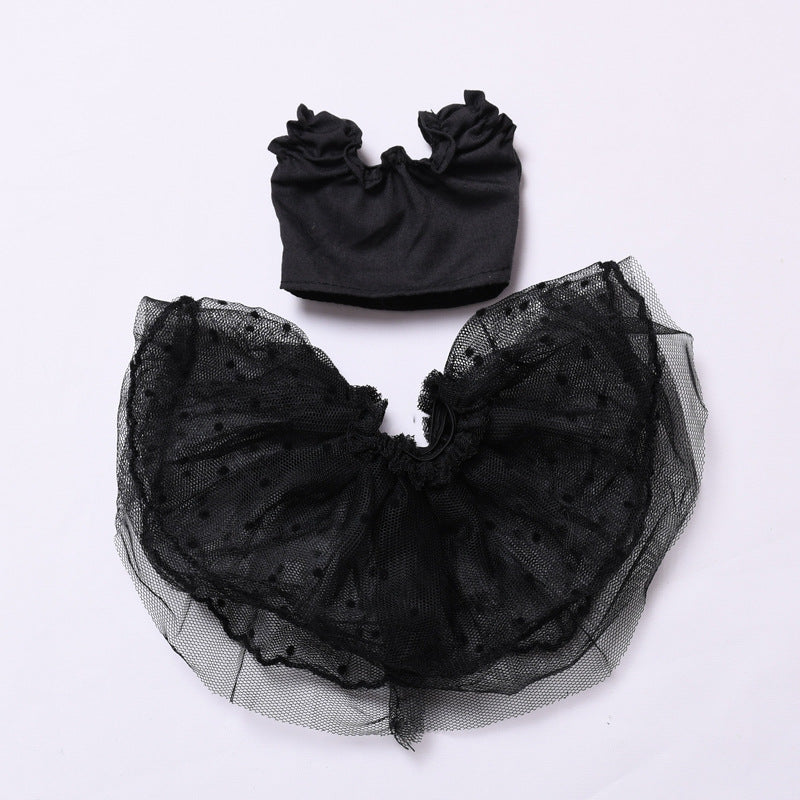Handmade Labubu set can be paired with Labubu V1 Macaron and V2 seats straw hat black wedding dress lace set Labubu doll outfit (excluding dolls)