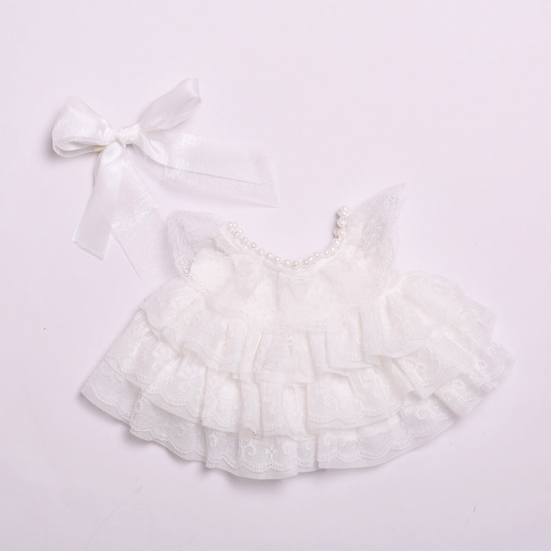 Handmade Labubu set can be paired with Labubu V1 Macaron and V2 seats with 38cm plush plush plush plush toys for pearl wedding dresses and Labubu changing into baby dresses (excluding dolls)