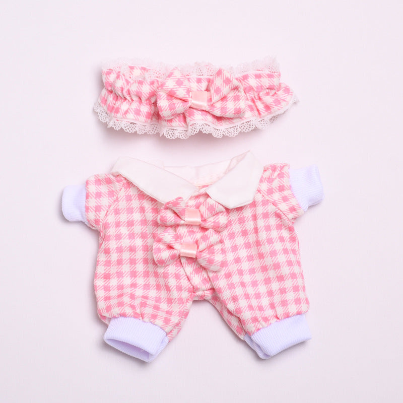 Handmade Labubu set can be paired with Labubu V1 Macaron and V2 seats Checkered pajama set climbing suit 17cm Labubu doll jacket (excluding dolls)