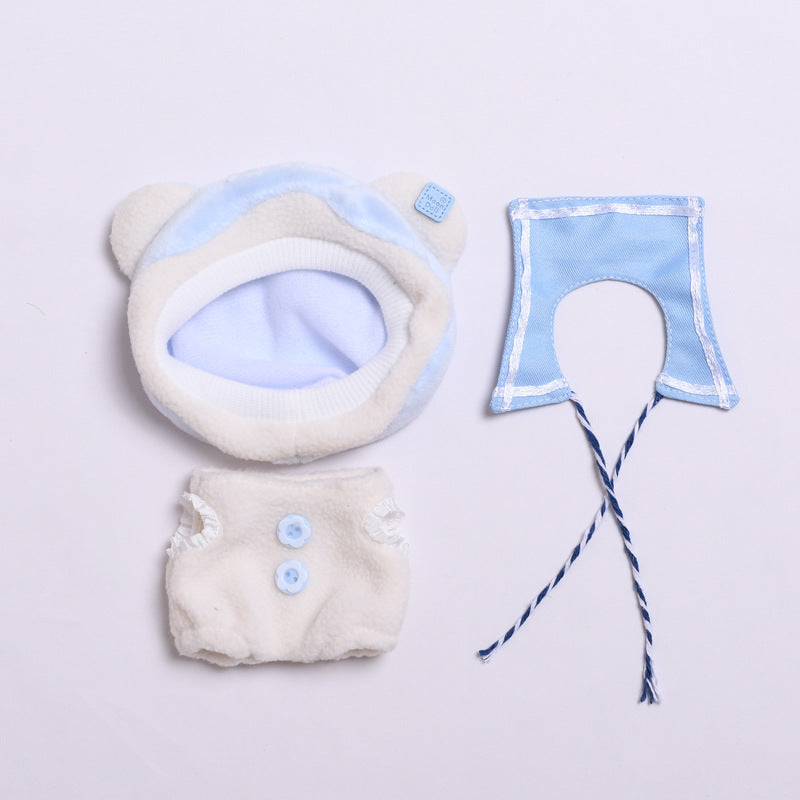 Handmade Labubu set can be paired with Labubu V1 Macaron and V2 seat accessories blue teddy bear hat set Labubu plush doll outfit (excluding dolls)