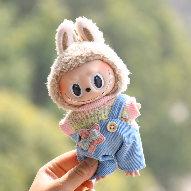 Handmade Labubu set can be paired with Labubu V1 Macaron and V2 seats, star overalls sweaters 17cm keychains vinyl dolls and baby clothes (excluding dolls)