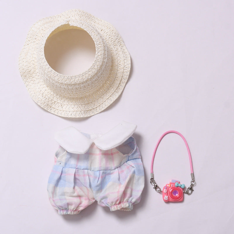 Handmade Labubu set can be paired with Labubu V1 Macaron and V2 seats including candy colored overalls and white straw hat Labubu doll outfits (excluding dolls)