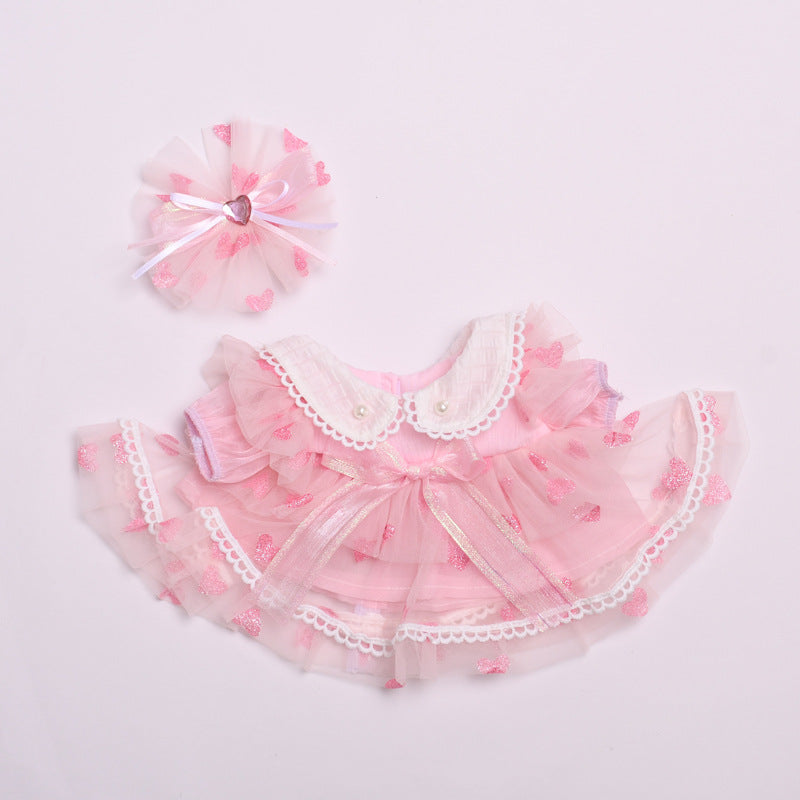 Handmade Labubu set can be paired with Labubu V1 Macaron and V2 seats 38cm plush plush cloth doll clothes pink princess dress labubu with replacement doll clothes (excluding dolls)