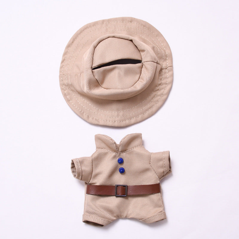 Handmade Labubu set can be paired with Labubu V1 Macaron and V2 seats khaki workwear jumpsuit labubu dress change for children (excluding dolls)