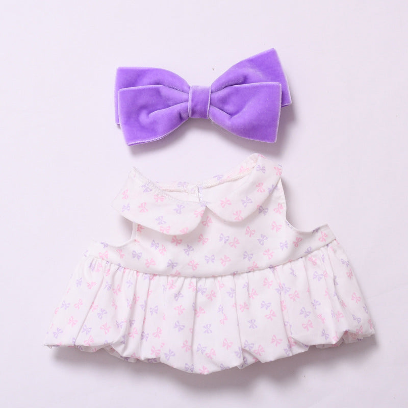Handmade Labubu set can be paired with Labubu V1 Macaron and V2 seat 38cm canvas to change clothes into bow tie dress set for children (excluding dolls)